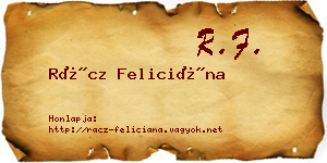 Rácz Feliciána névjegykártya